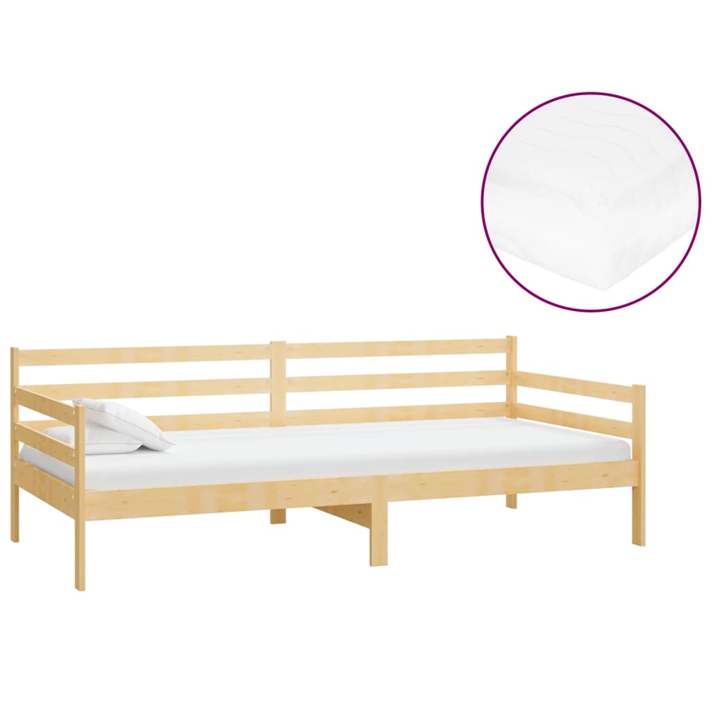 Válenda S Matrací 90 X 200 Cm Masivní Borové Dřevo