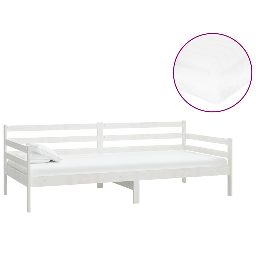 Denní Postel S Matrací 90 X 200 Cm Masivní Borové Dřevo