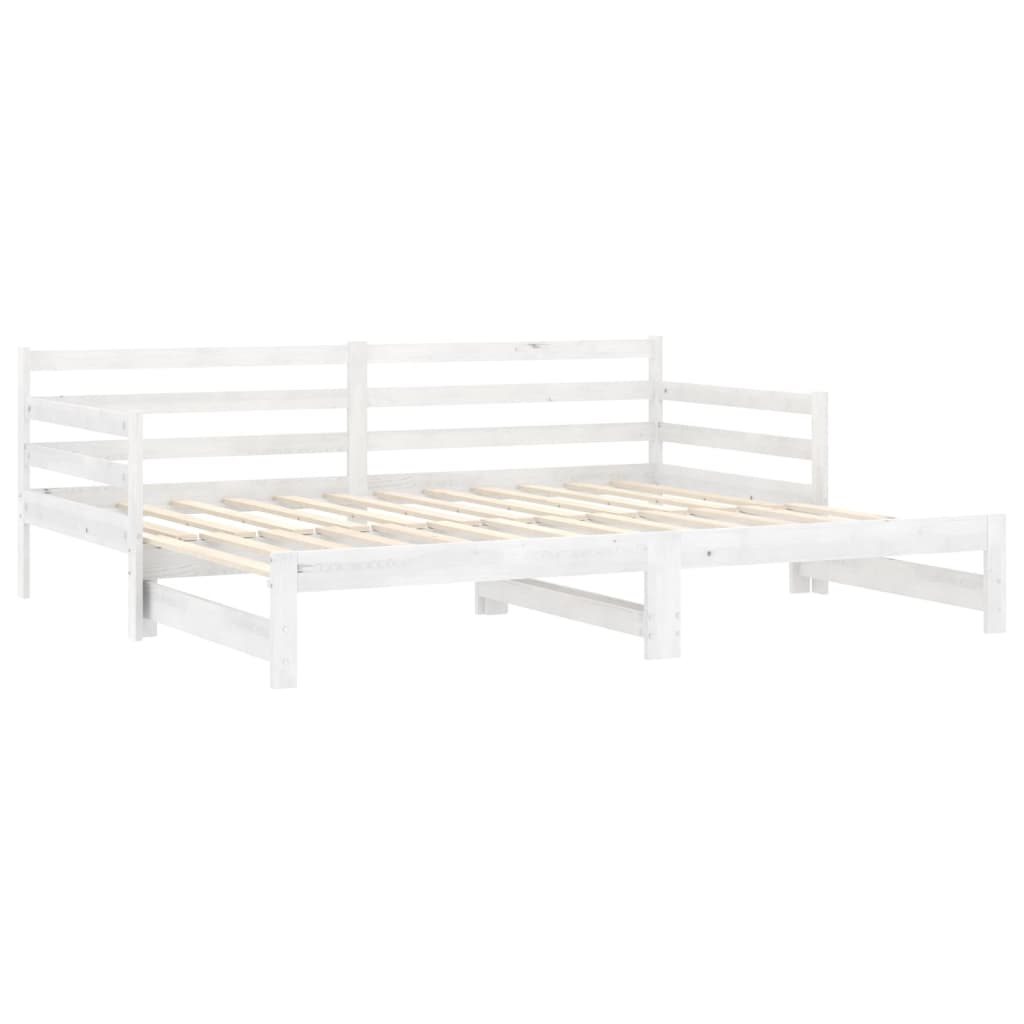 Výsuvná Denní Postel 2 × (90X200 Cm) Bílá Masivní Borové Dřevo
