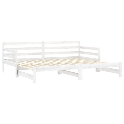 Výsuvná Denní Postel 2 × (90X200 Cm) Bílá Masivní Borové Dřevo