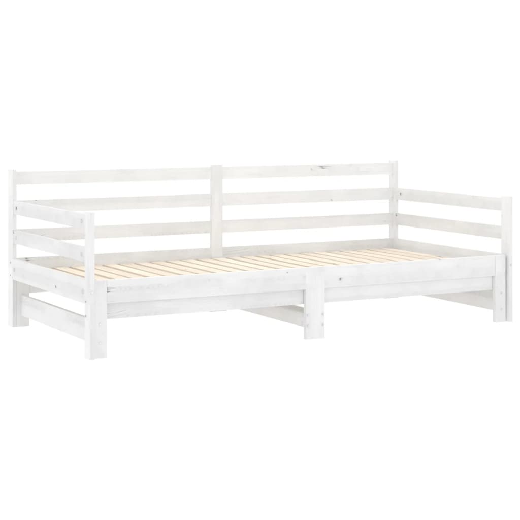 Výsuvná Denní Postel 2 × (90X200 Cm) Bílá Masivní Borové Dřevo