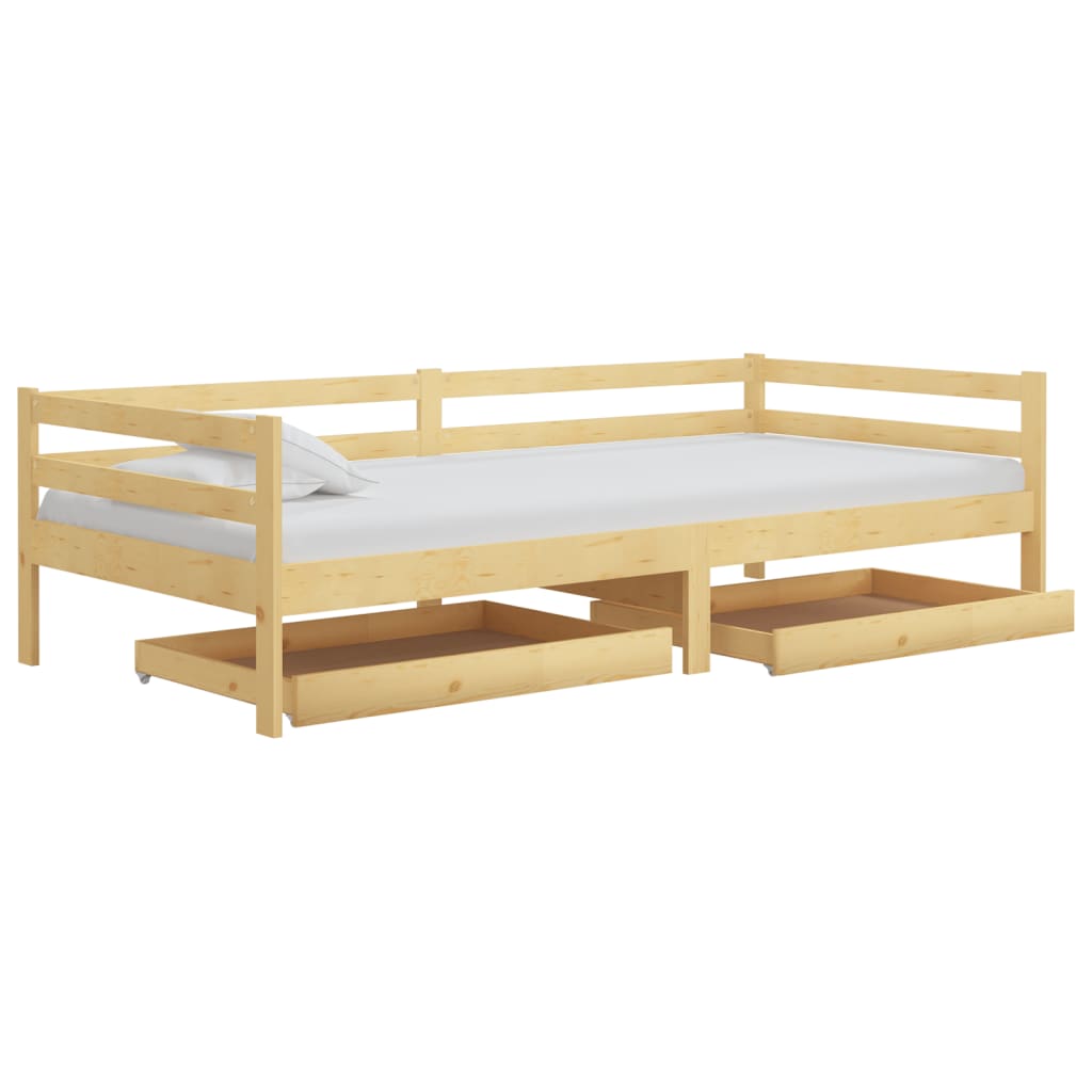 Válenda Se Zásuvkami 90 X 200 Cm Masivní Borové Dřevo