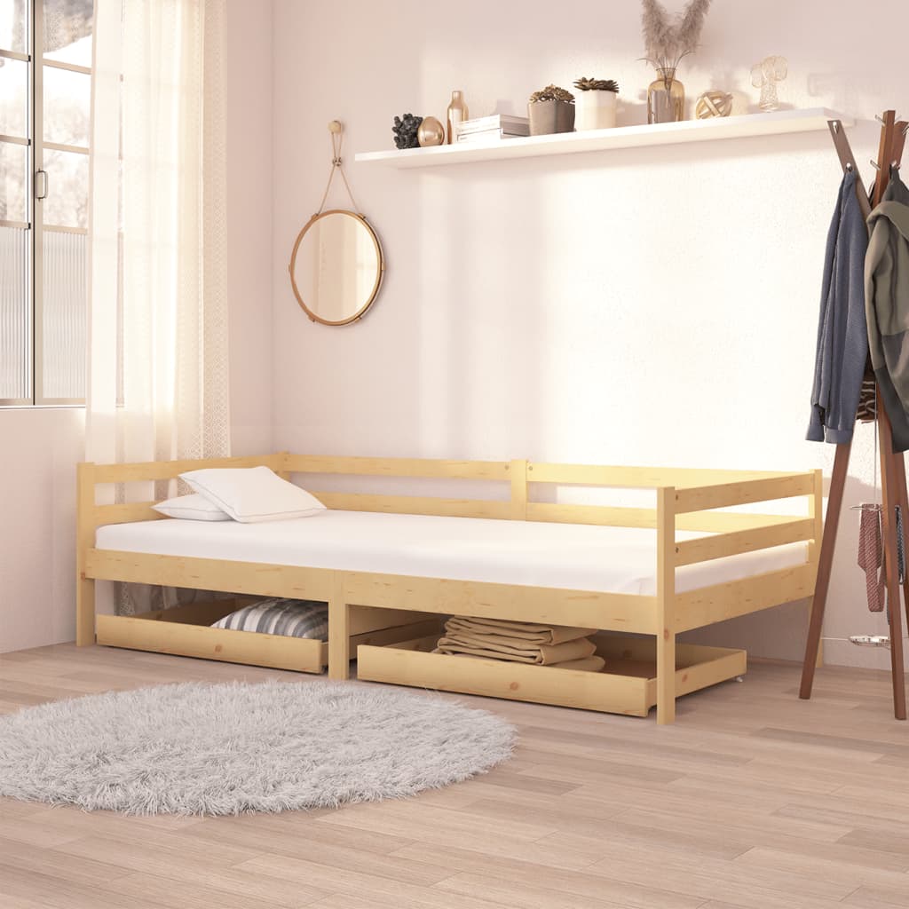 Válenda Se Zásuvkami 90 X 200 Cm Masivní Borové Dřevo