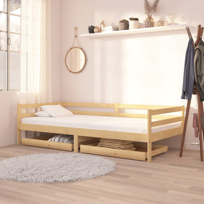 Válenda Se Zásuvkami 90 X 200 Cm Masivní Borové Dřevo