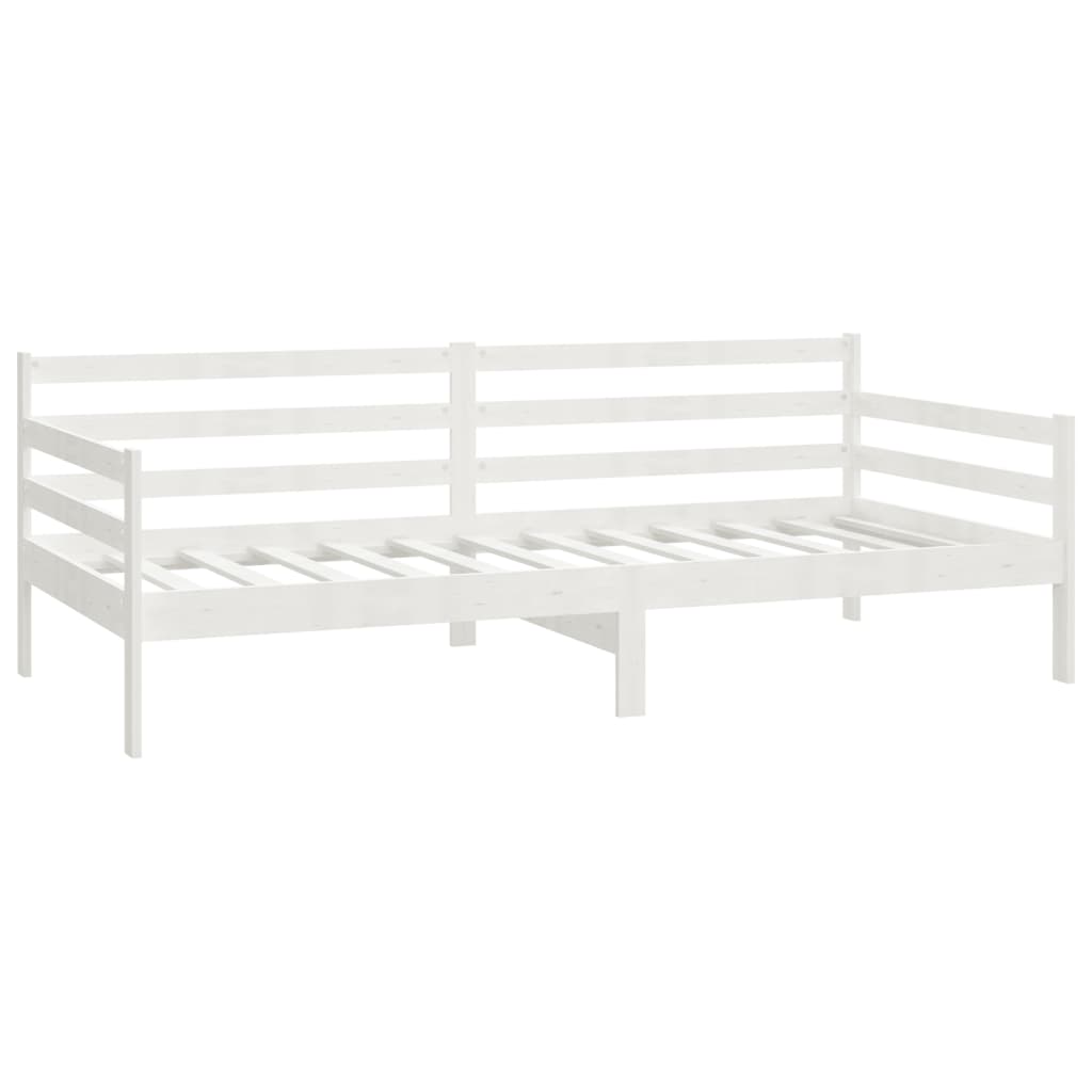 Denní Postel S Matrací 90 X 200 Cm Bílá Masivní Borové Dřevo