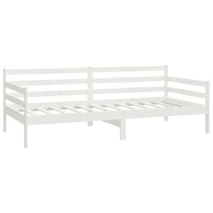 Denní Postel S Matrací 90 X 200 Cm Bílá Masivní Borové Dřevo