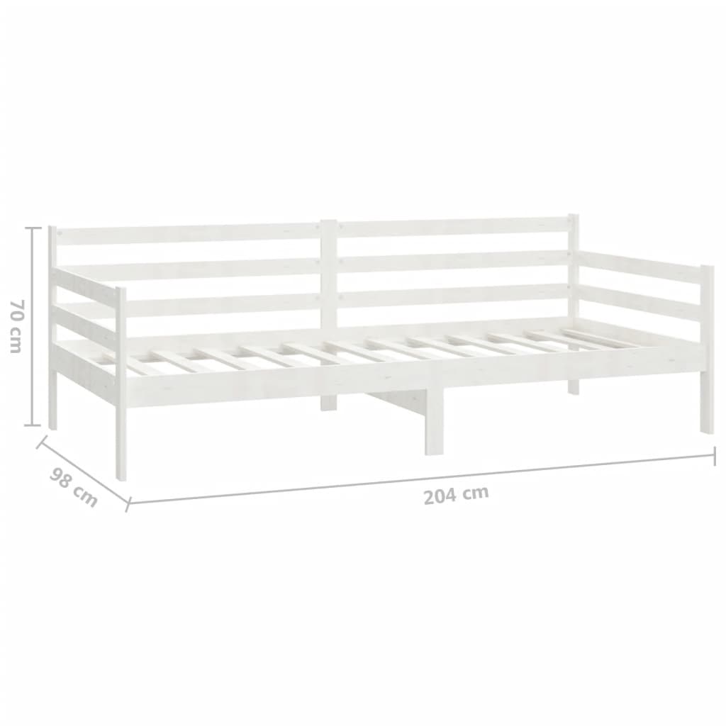 Denní Postel S Matrací 90 X 200 Cm Bílá Masivní Borové Dřevo