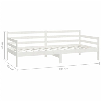 Denní Postel S Matrací 90 X 200 Cm Bílá Masivní Borové Dřevo
