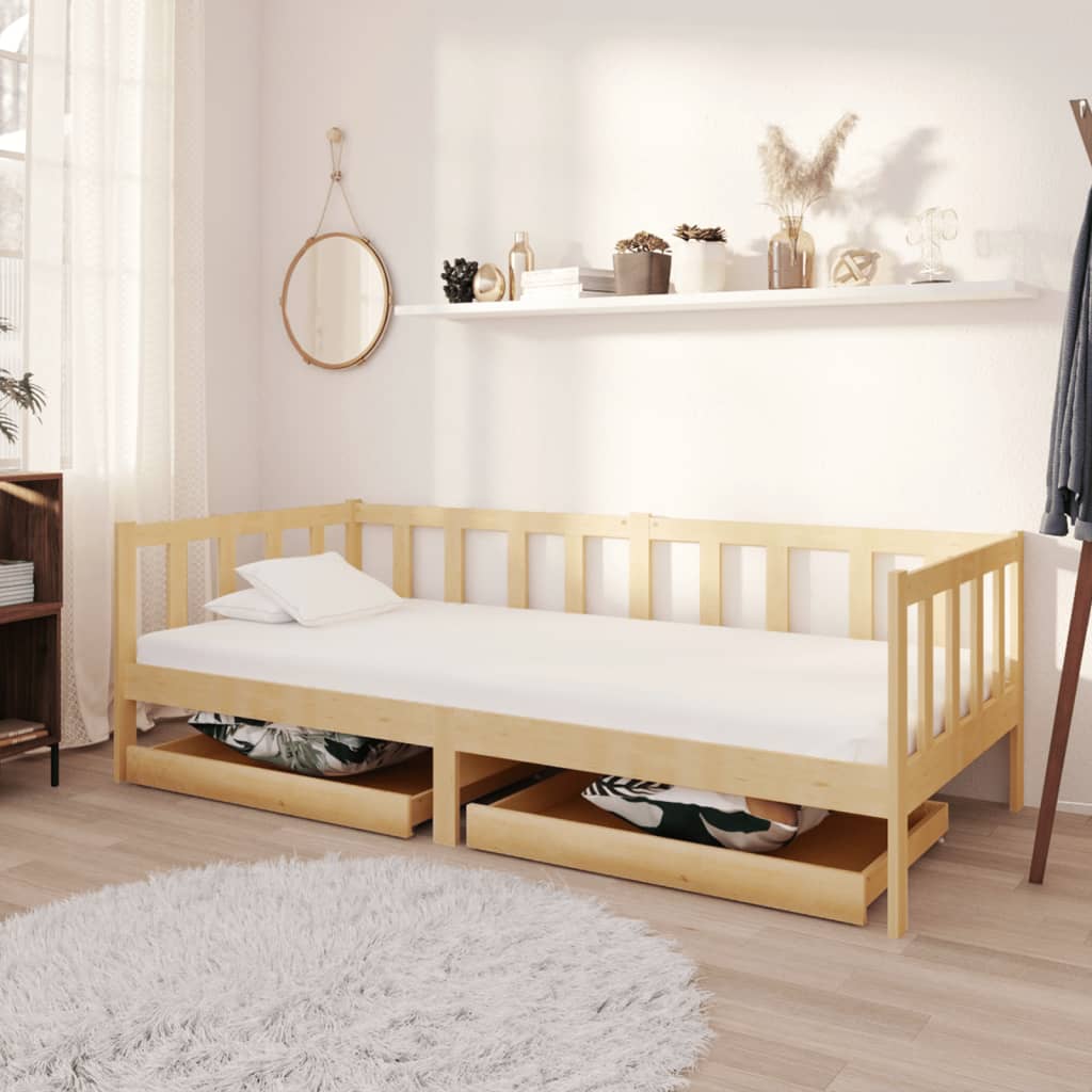 Válenda Se Zásuvkami 90 X 200 Cm Masivní Borové Dřevo