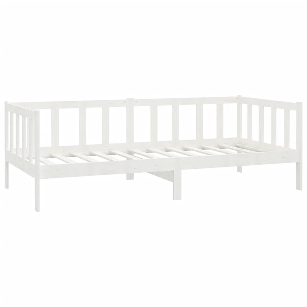Denní Postel S Matrací 90 X 200 Cm Bílá Masivní Borové Dřevo