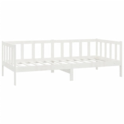 Denní Postel S Matrací 90 X 200 Cm Bílá Masivní Borové Dřevo