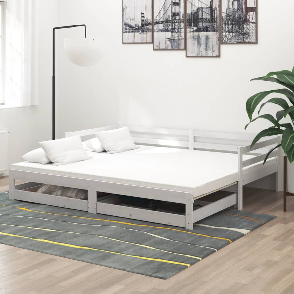Výsuvná Válenda 2 X (90 X 200) Cm Bílá Masivní Borovice