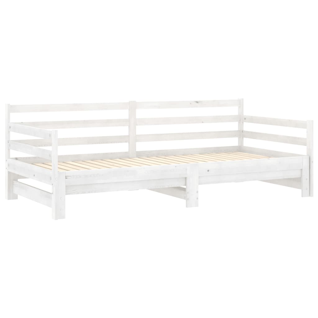 Výsuvná Denní Postel 2 × (90X200 Cm) Bílá Masivní Borové Dřevo
