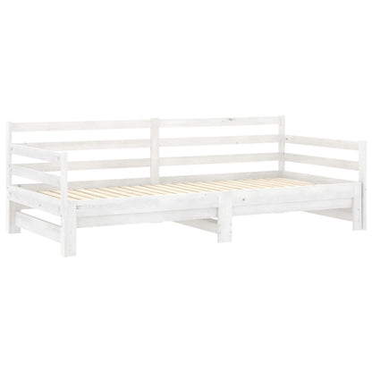 Výsuvná Denní Postel 2 × (90X200 Cm) Bílá Masivní Borové Dřevo