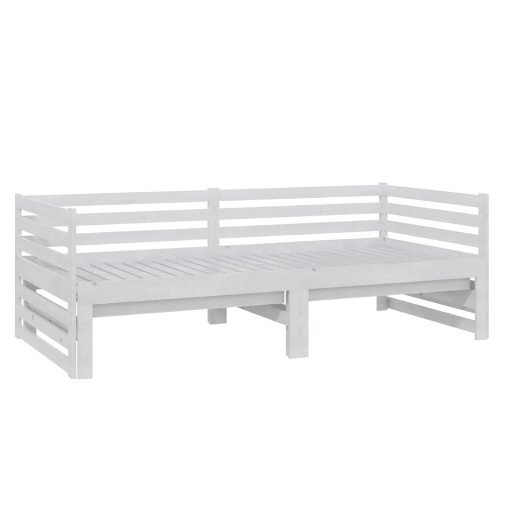 Výsuvná Denní Postel 2 × (90X200 Cm) Bílá Masivní Borové Dřevo