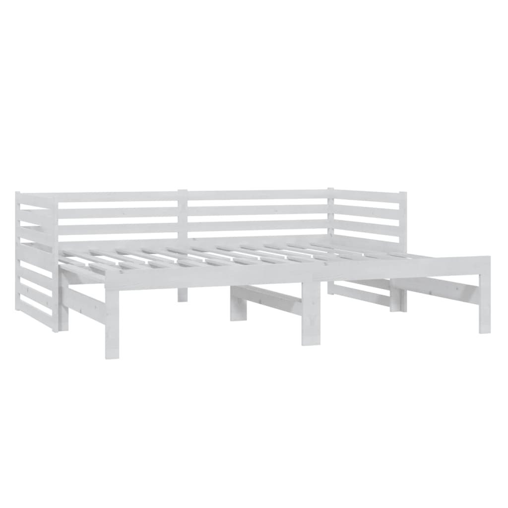 Výsuvná Denní Postel 2 × (90X200 Cm) Bílá Masivní Borové Dřevo