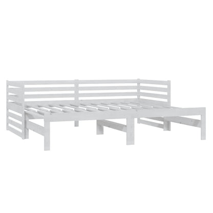 Výsuvná Denní Postel 2 × (90X200 Cm) Bílá Masivní Borové Dřevo