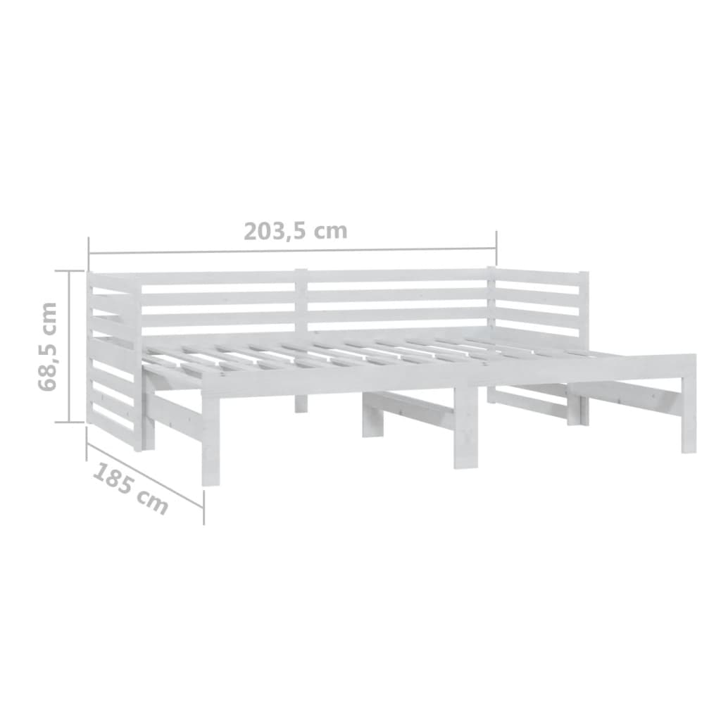 Výsuvná Denní Postel 2 × (90X200 Cm) Bílá Masivní Borové Dřevo