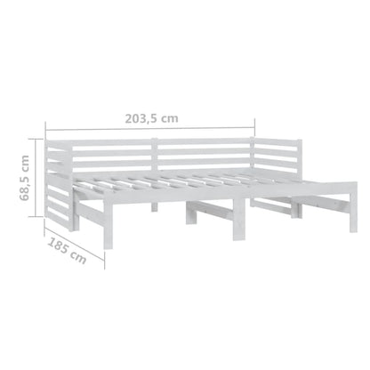 Výsuvná Denní Postel 2 × (90X200 Cm) Bílá Masivní Borové Dřevo