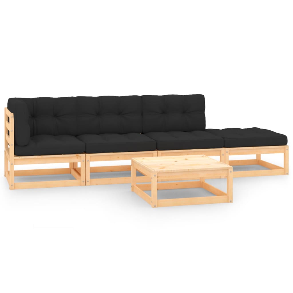 5Dílná Zahradní Sedací Souprava S Poduškami Masivní Borovice