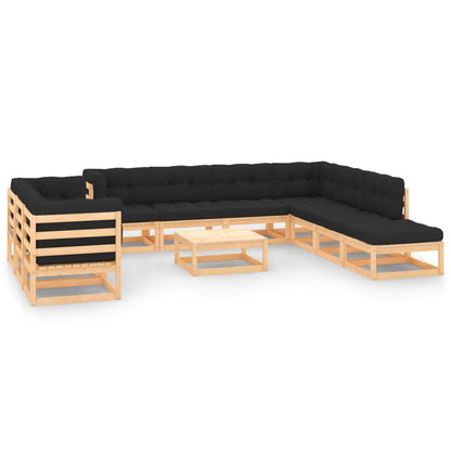 11Dílná Zahradní Souprava S Poduškami Masivní Borovice