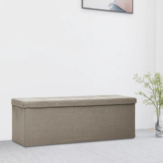 Skládací Úložná Lavice Taupe Umělý Len