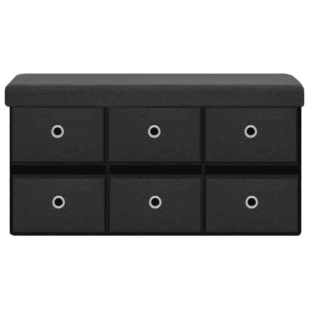 Skládací Úložná Lavice Černá 76 X 38 X 38 Cm Umělý Len