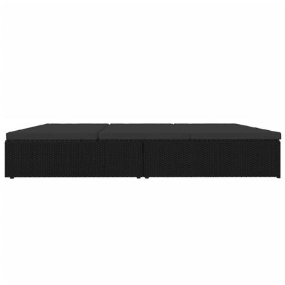 Rozkládací Opalovací Lehátko S Poduškami Polyratan Černé