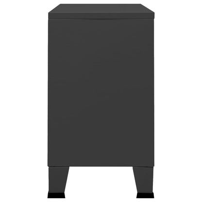 Industriální Příborník Antracitový 105 X 35 X 62 Cm Kov A Sklo