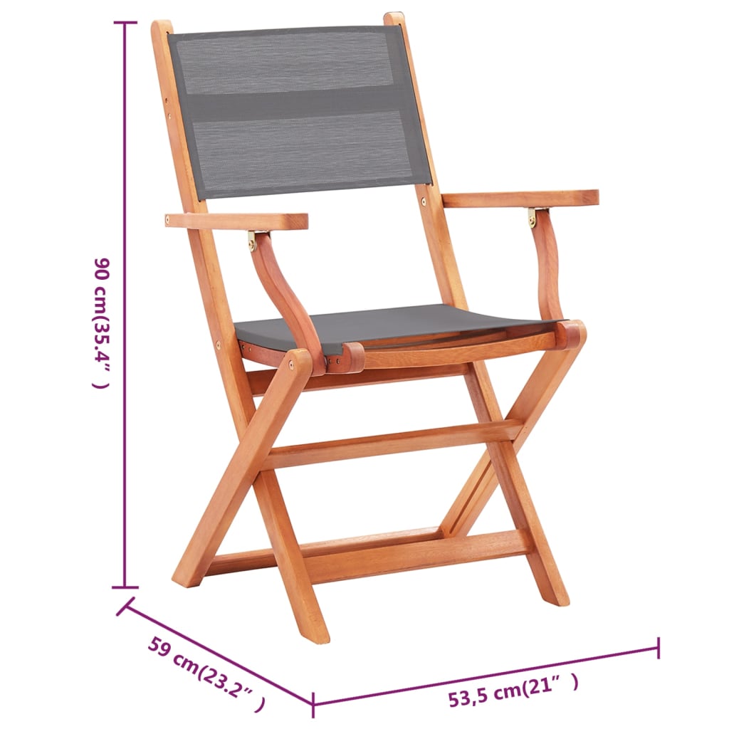 Skládací Zahradní Židle 8 Ks Šedé Masivní Eukalyptus A Textilen