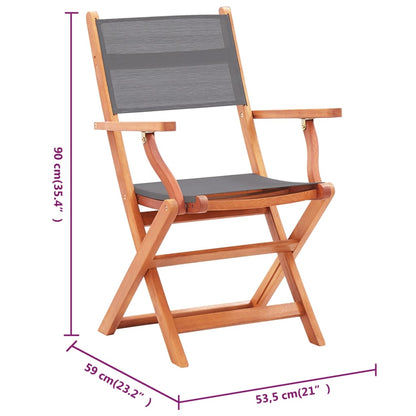 Skládací Zahradní Židle 8 Ks Šedé Masivní Eukalyptus A Textilen