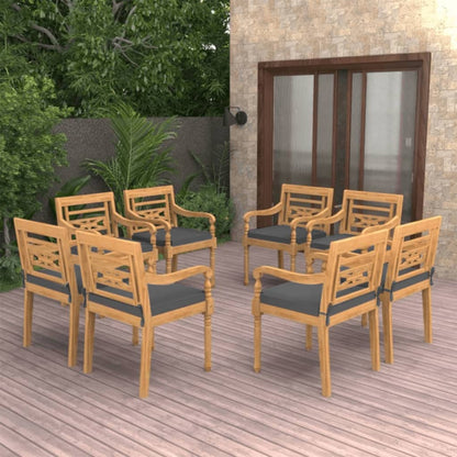 Židle Batavia 2 Ks S Tmavě Šedými Poduškami Masivní Teak