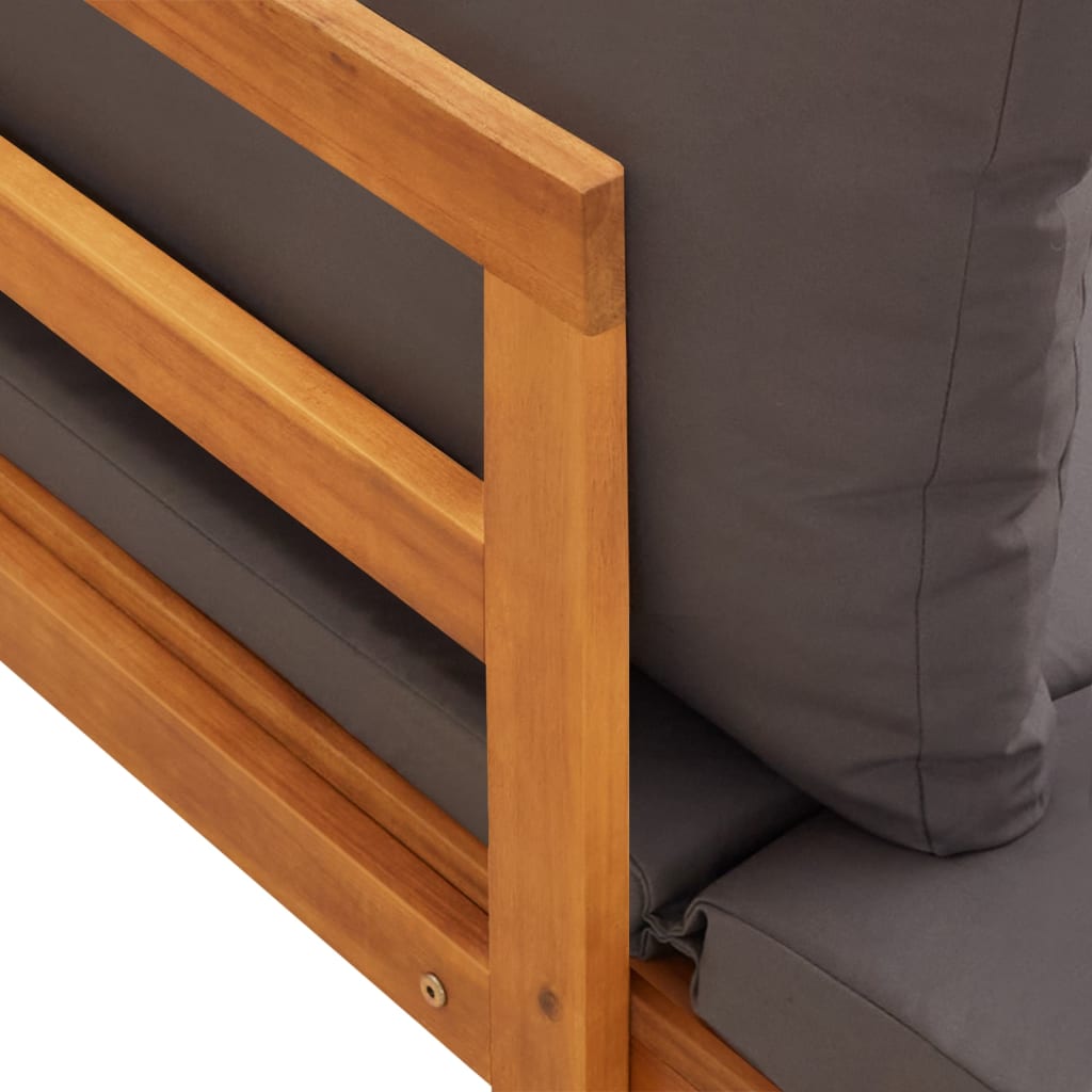 3Dílná Zahradní Sedací Souprava S Tmavě Šedými Poduškami Akácie