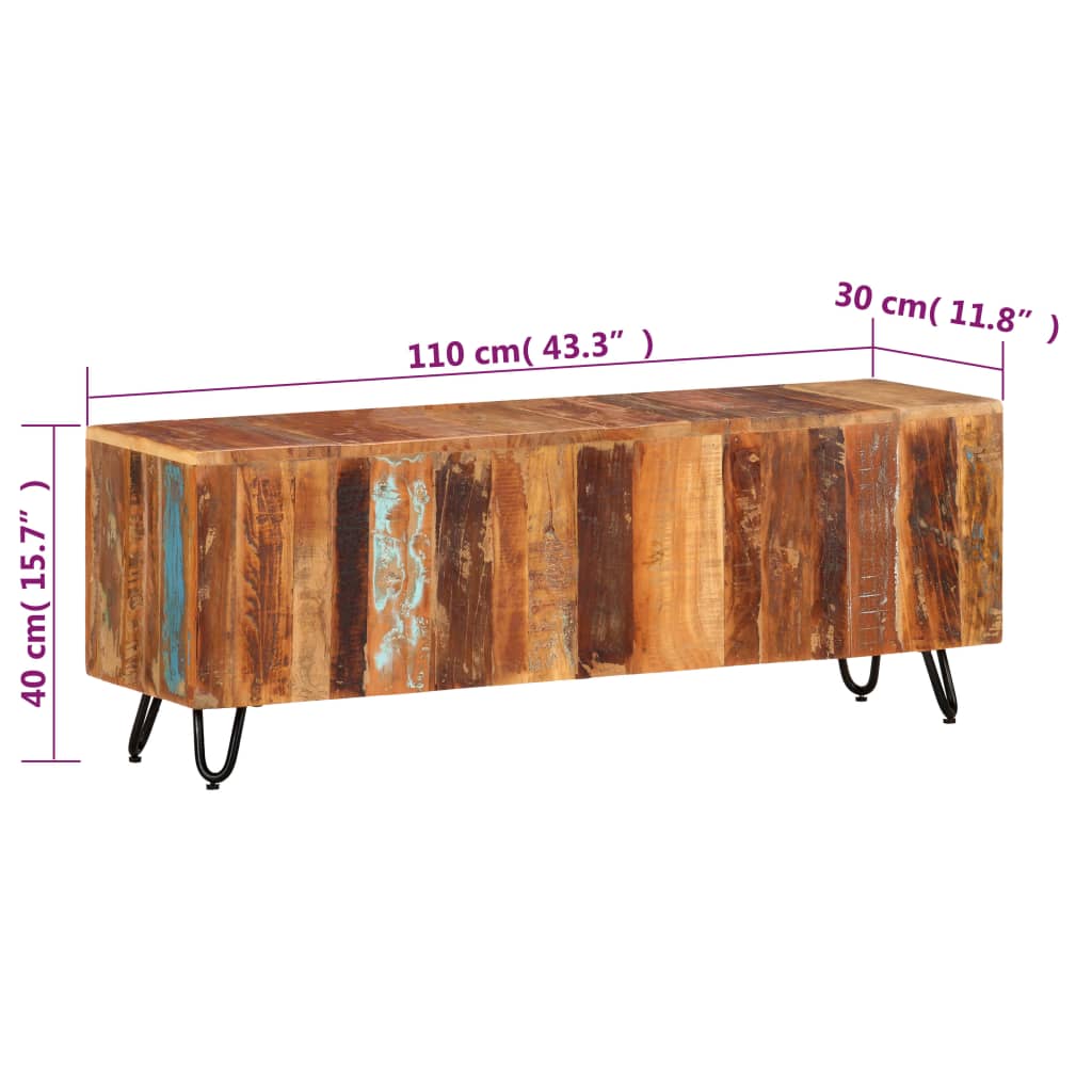 Tv Skříňka 110 X 30 X 40 Cm Masivní Recyklované Dřevo