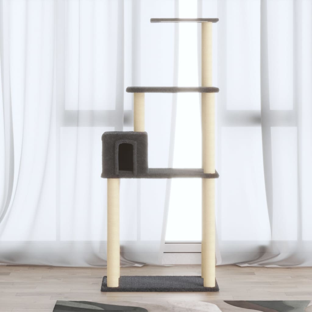 Škrabadlo Pro Kočky Se Sisalovými Sloupky Světle Šedé 147 Cm