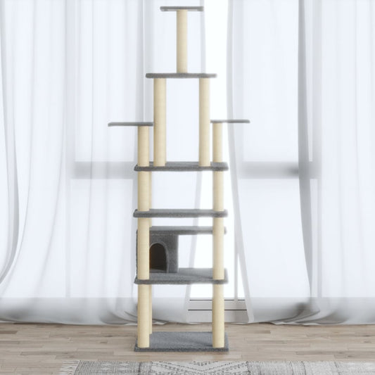 Škrabadlo Pro Kočky Se Sisalovými Sloupky Světle Šedé 183 Cm