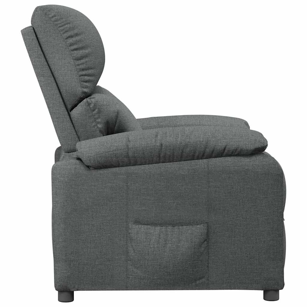 Polohovací Křeslo Tmavě Šedé Textil