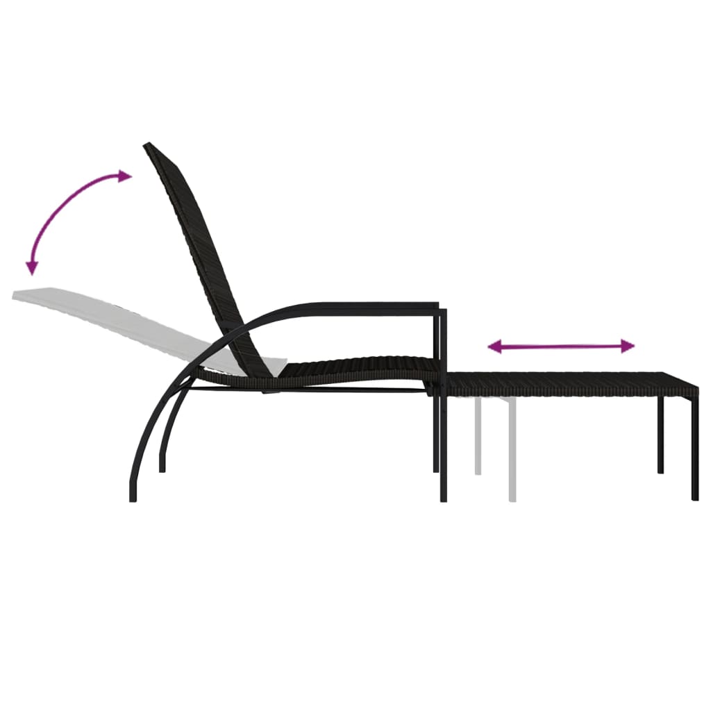 Zahradní Lehátka 2 Ks S Podnožkou Pe Ratan