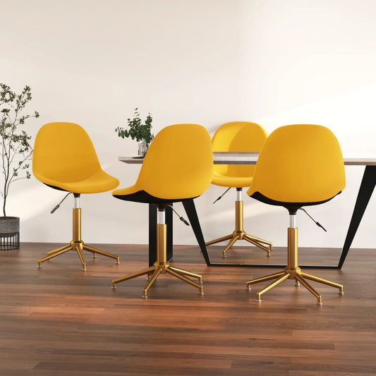 Otočné jídelní židle 4 ks hořčicově žluté samet