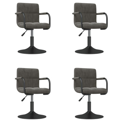 Otočné Jídelní Židle 4 Ks Tmavě Šedé Samet