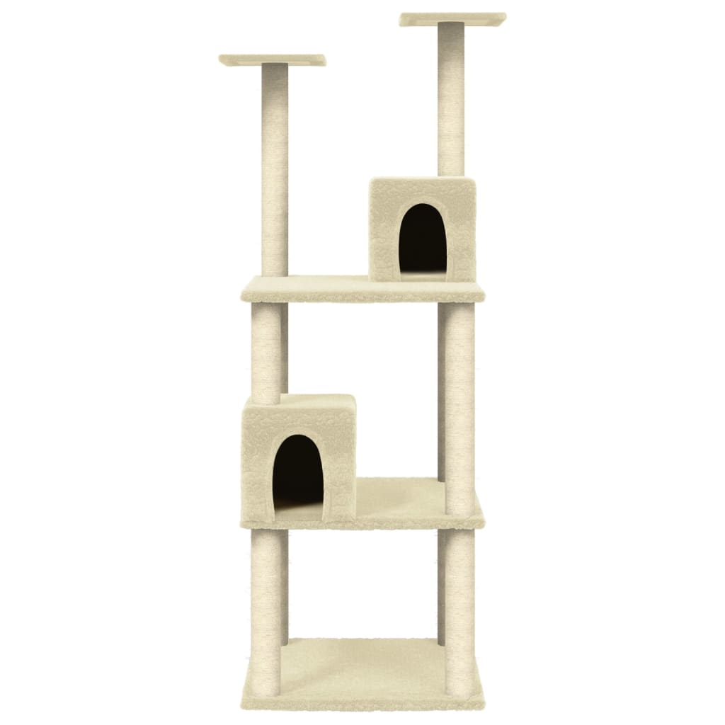 Škrabadlo Pro Kočky Se Sisalovými Sloupky Krémové 141 Cm