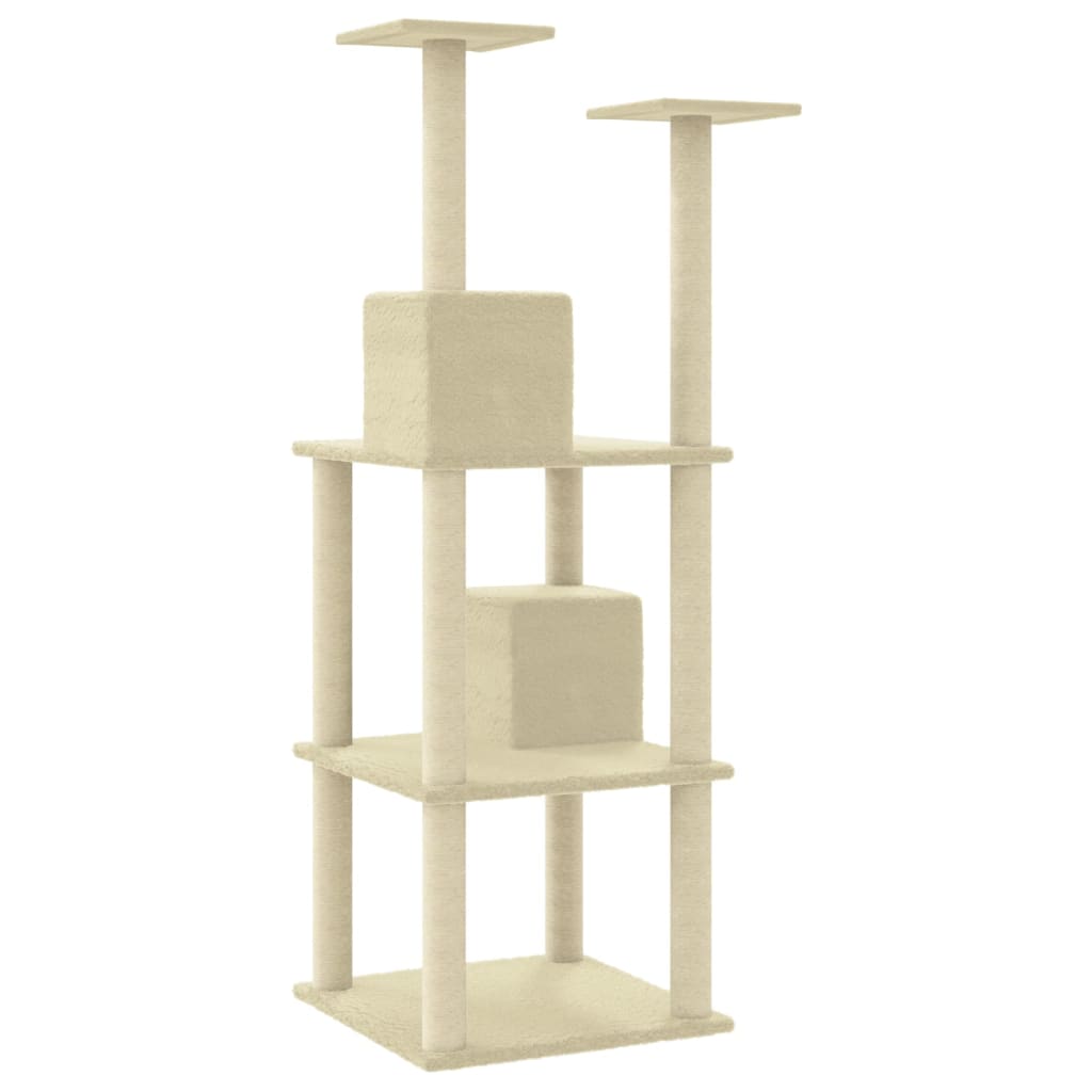 Škrabadlo Pro Kočky Se Sisalovými Sloupky Krémové 141 Cm