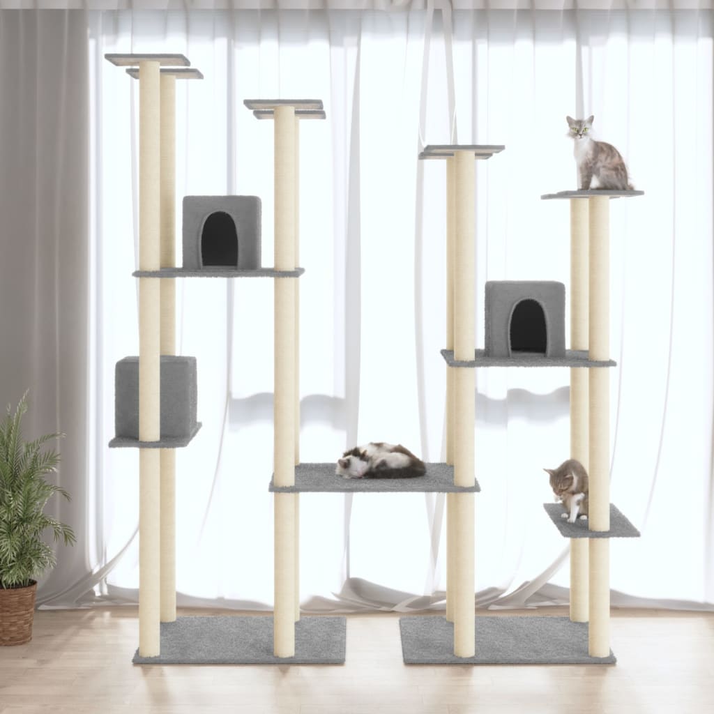 Škrabadlo Pro Kočky Se Sisalovými Sloupky Krémové 174 Cm