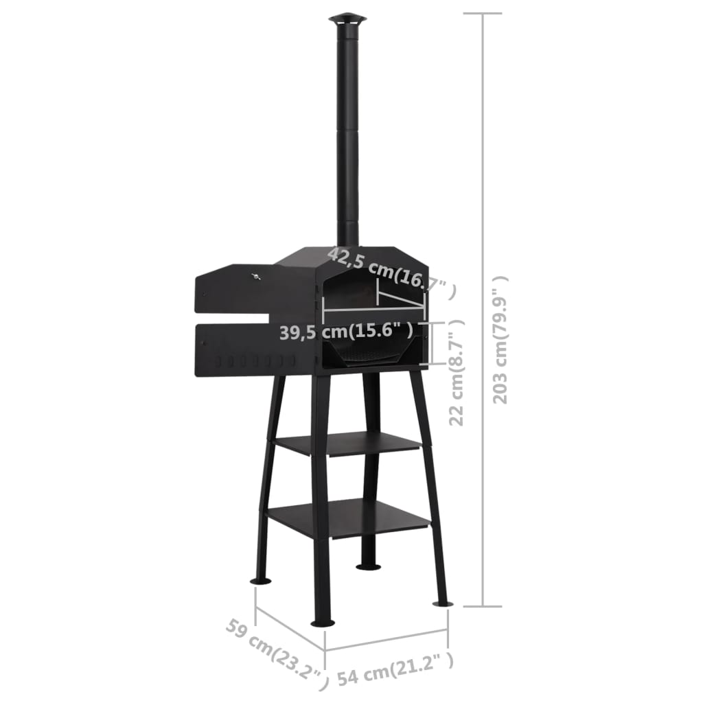 Venkovní Pec Na Pizzu Na Dřevěné Uhlí Se 2 Šamotovými Kameny