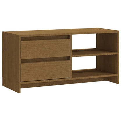 Tv Stolek Medově Hnědý 80 X 31 X 39 Cm Masivní Borové Dřevo