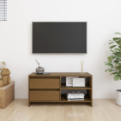 Tv Stolek Medově Hnědý 80 X 31 X 39 Cm Masivní Borové Dřevo