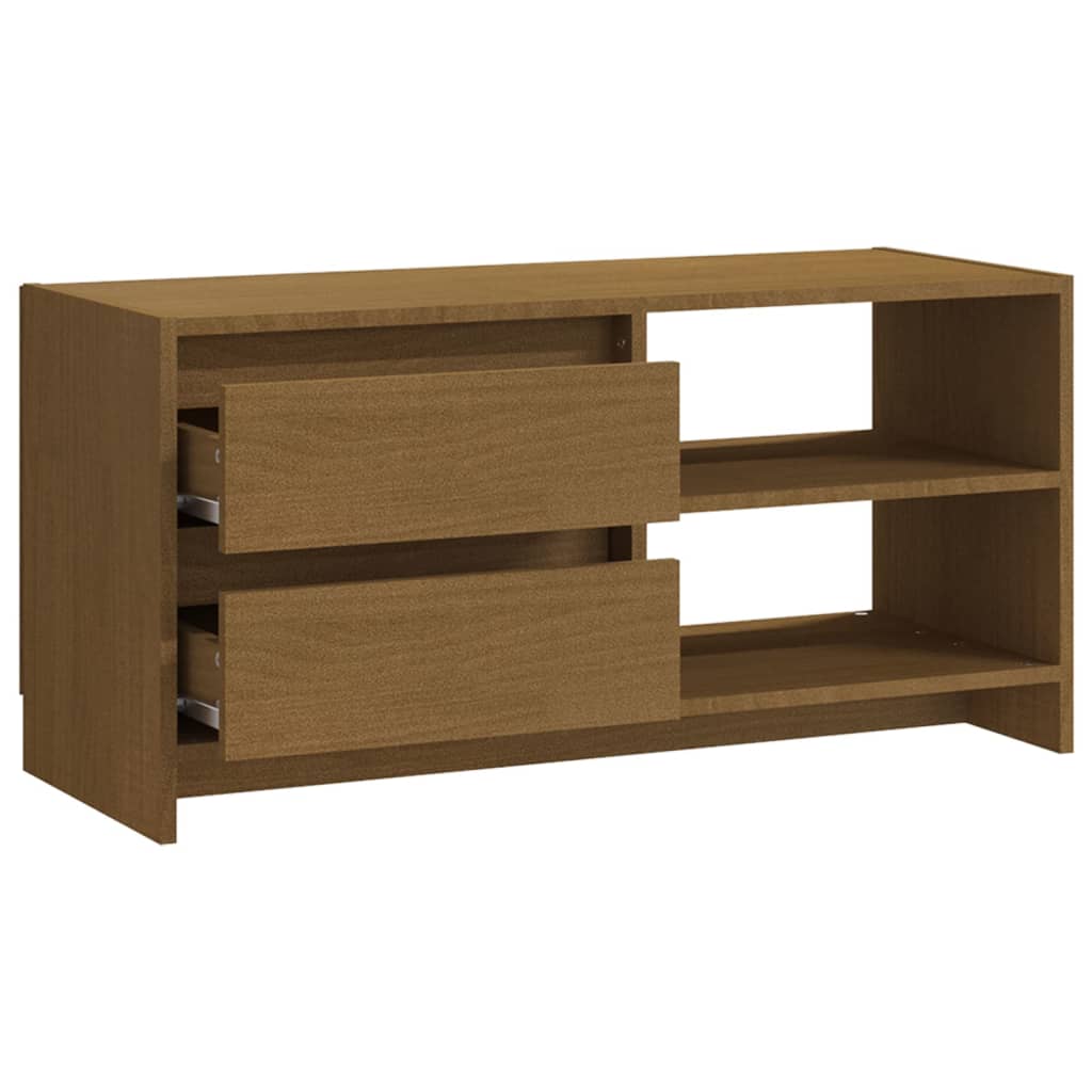 Tv Stolek Medově Hnědý 80 X 31 X 39 Cm Masivní Borové Dřevo