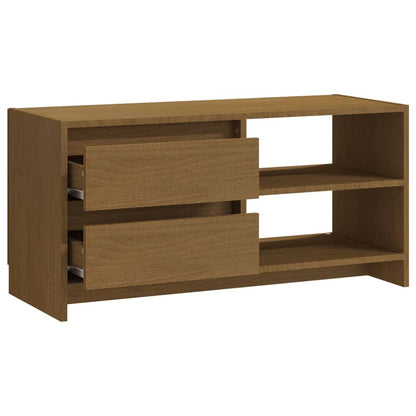 Tv Stolek Medově Hnědý 80 X 31 X 39 Cm Masivní Borové Dřevo