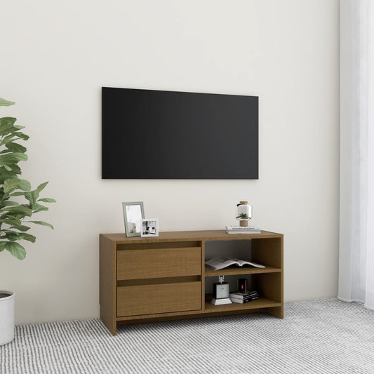 Tv Stolek Medově Hnědý 80 X 31 X 39 Cm Masivní Borové Dřevo
