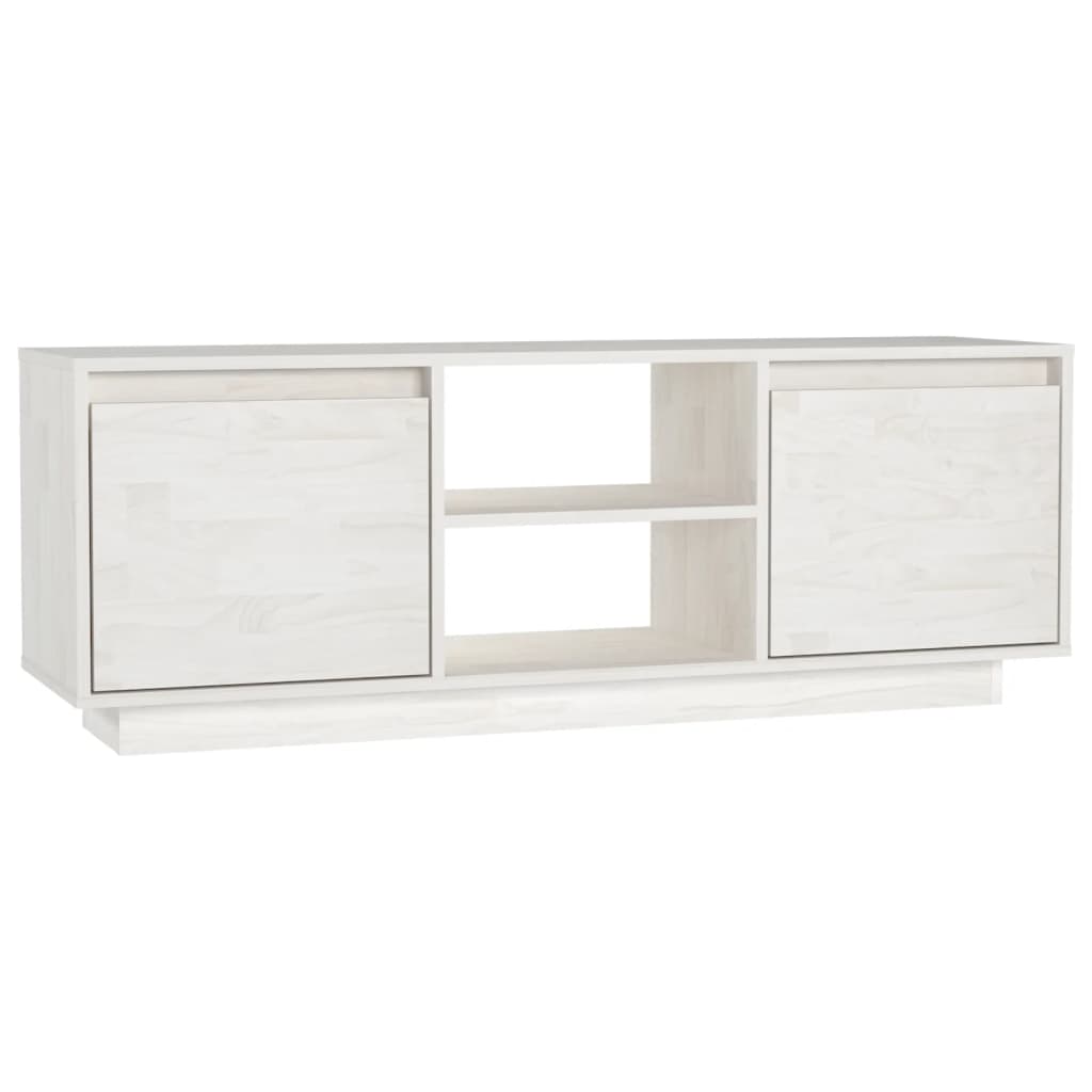 Tv Stolek Bílý 110 X 30 X 40 Cm Masivní Borové Dřevo